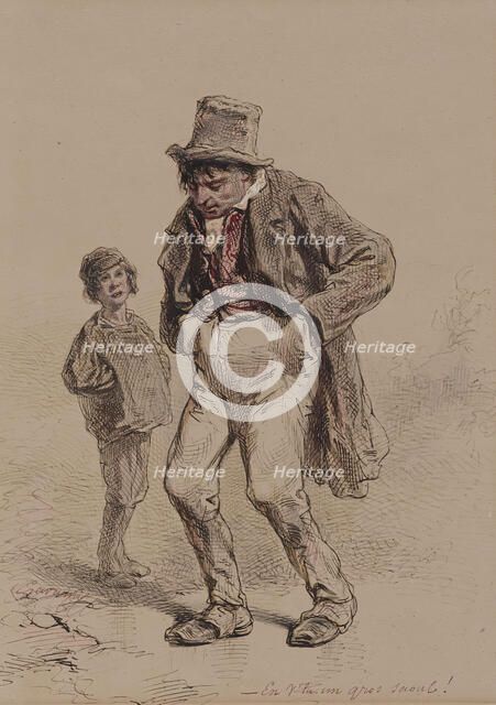 Intoxicated Man and Boy, c1859. Creator: Paul Gavarni.