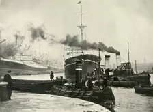 "Into the Arena Where Ships Made Their Unending Entrances and Exits" A Vessel Docking at... 1937. Creator: Fox