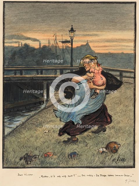 Into the water, c.1919. Creator: Zille, Heinrich (1858-1929).