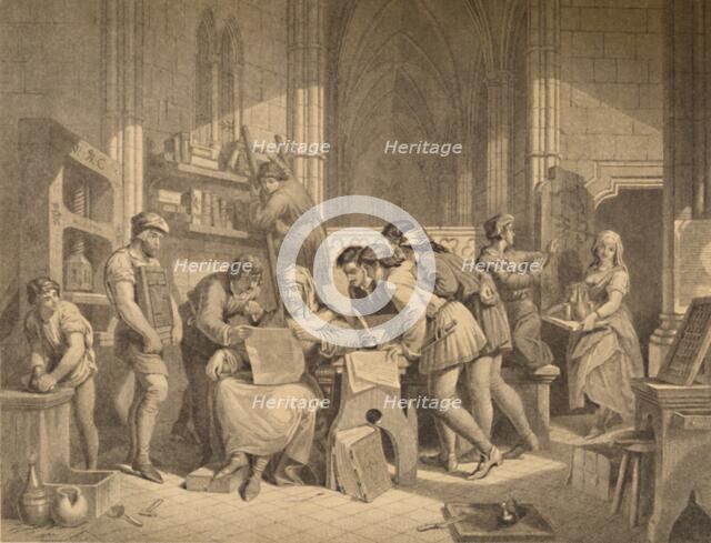 'Introduction of the Art of Printing', 1886. Artist: W Ridgway.