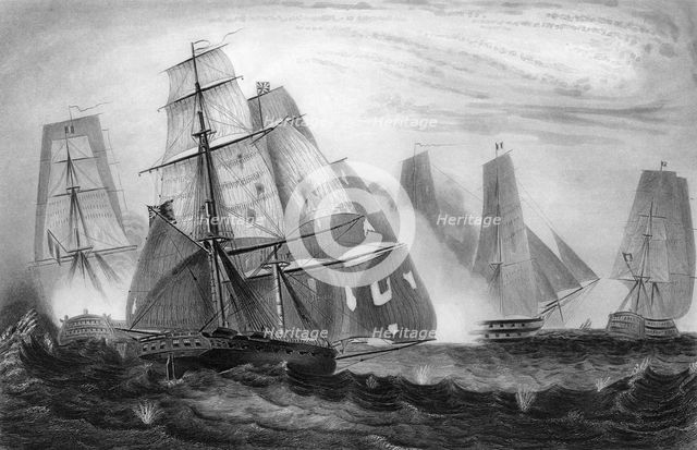 Intrepid behaviour of Captain Charles Napier, 15 April 1809 (c1857).Artist: George Greatbatch