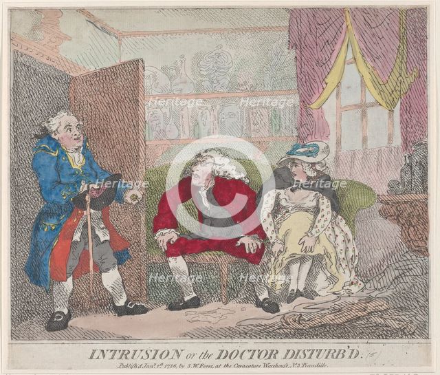 Intrusion, or The Doctor Disturb'd, January 1, 1786., January 1, 1786. Creator: Thomas Rowlandson.