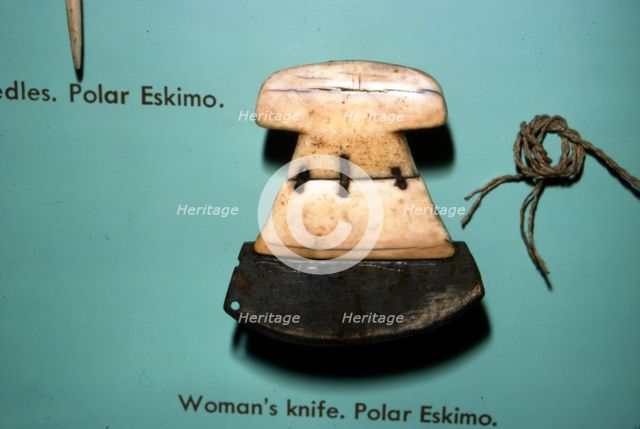 Inuit, Polar Eskimo or Inughuit, Woman's knife in Bone and steel.  Artist: Unknown.