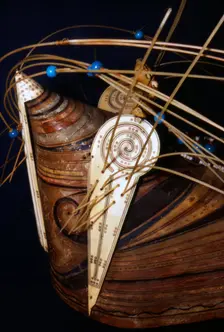 Inuit Wood hunting cap with ivory ornament collected during Cooks 3rd voyage, 1776-1780