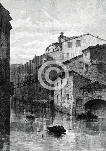 Inundations at Rome: the Ghetto submerged, from a sketch by our special artist, 1876. Creator: Unknown.