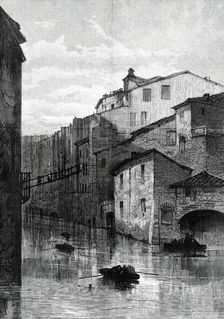 Inundations at Rome: the Ghetto submerged, from a sketch by our special artist, 1876. Creator: Unknown