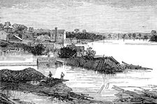 Inundations in the United States: Cumberland River, looking up stream, from Clarksville, 1874. Creator: Unknown