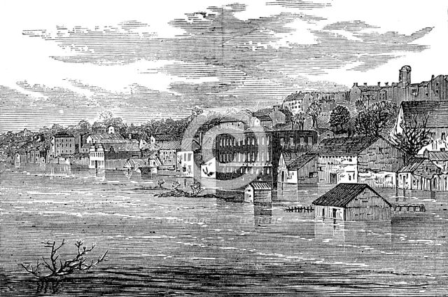 Inundations in the United States: Front-Street, Clarksville, Tennessee, 1874. Creator: Unknown.