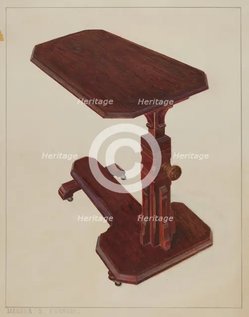 Invalid Bedside Table, c. 1936. Creator: Magnus S. Fossum.