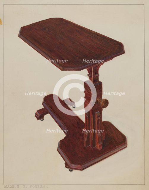 Invalid Bedside Table, c. 1936. Creator: Magnus S. Fossum.