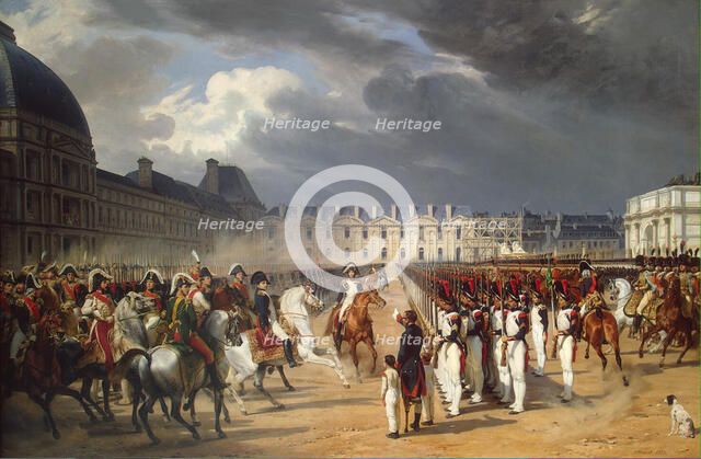 Invalid Handing a Petition to Napoleon at the Parade in the Court of the Tuileries Palace. Artist: Vernet, Horace (1789-1863)