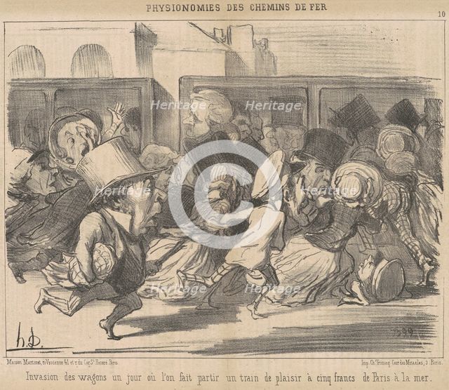 Invasion es wagons un jour ou l'on fait partir, 19th century. Creator: Honore Daumier.