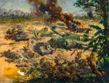 Invasion scene in Far East, between 1939 and 1946. Creators: Central Office of Information, Terence Tenison Cuneo