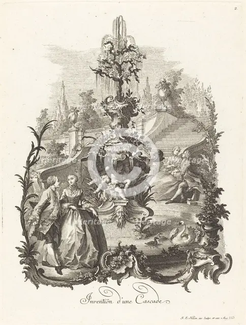 Invention d'une Cascade (Design for a Cascade), c. 1755/1760. Creator: Johann Esaias Nilson.