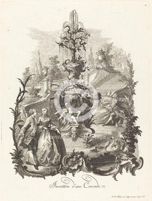 Invention d'une Cascade (Design for a Cascade), c. 1755/1760. Creator: Johann Esaias Nilson.