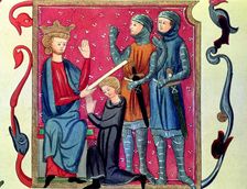 Investiture of a knight. Miniature in the Codex of Metz 1290