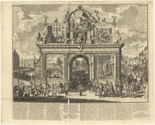 Investment schemes: Memorial arch erected at the burial place of ruined shareholders, 1720. Creator: Anonymous