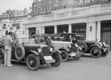 Invicta of DM Healey and a Standard Sportsman's saloon at the B&HMC Brighton Motor Rally, 1930. Artist: Bill Brunell
