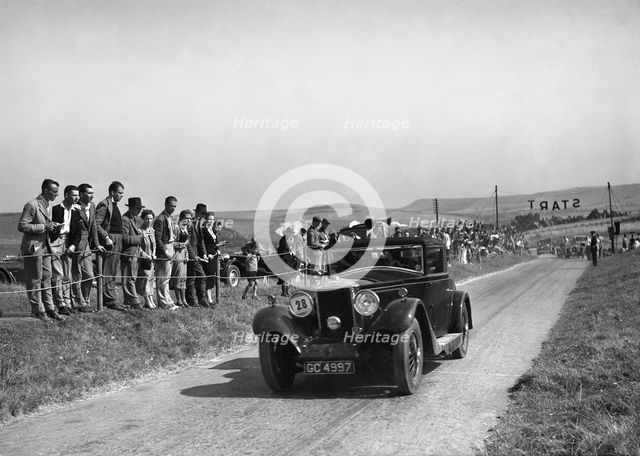 Invicta of HJ Broadbent competing at the Bugatti Owners Club Lewes Speed Trials, Sussex, 1937. Artist: Bill Brunell.