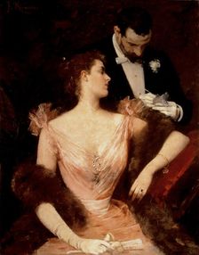 Invitation to the Waltz around 1894, oil by Francesc Miralles