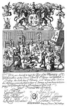 Invitation to a meeting of the Goldsmiths Company, 1707, (1894)