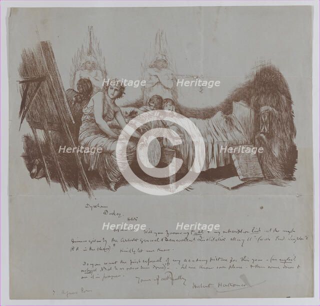 Invitation to a Benefit Dinner from Hubert von Herkomer to Thomas Agnew, 1877-78. Creator: Hubert von Herkomer.