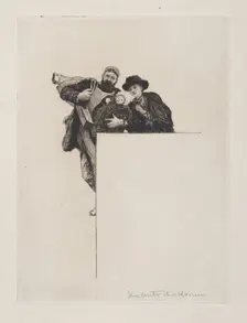 Invitation with vignette from "The First Born" (without text), 1887. Creator: Hubert von Herkomer