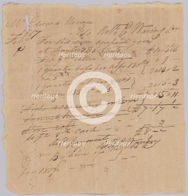 Invoice and receipt for payment by Edward Rouzee, February 1817. Creator: Unknown.