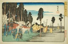Inari Shrine at Oji (Oji Inari no yashiro), from the series "Famous Places in Edo..., c.1832/34. Creator: Ando Hiroshige