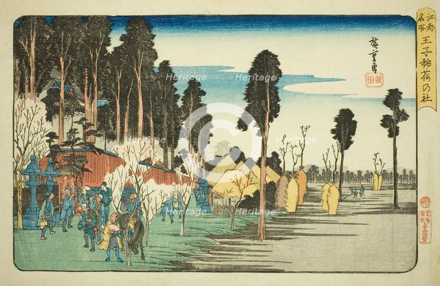 Inari Shrine at Oji (Oji Inari no yashiro), from the series "Famous Places in Edo..., c.1832/34. Creator: Ando Hiroshige.
