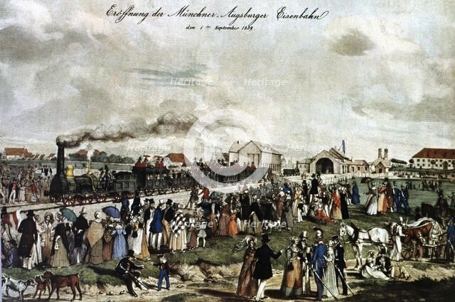 Inauguration of the first railway Munich - Augsburg on September 1, 1839.