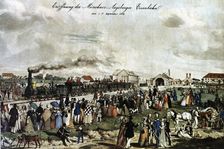 Inauguration of the first railway Munich - Augsburg on September 1, 1839