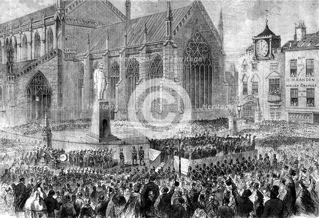 Inauguration of the memorial statue to Mr. Herbert Ingram, M.P.,…Boston, 1862. Creator: Unknown.