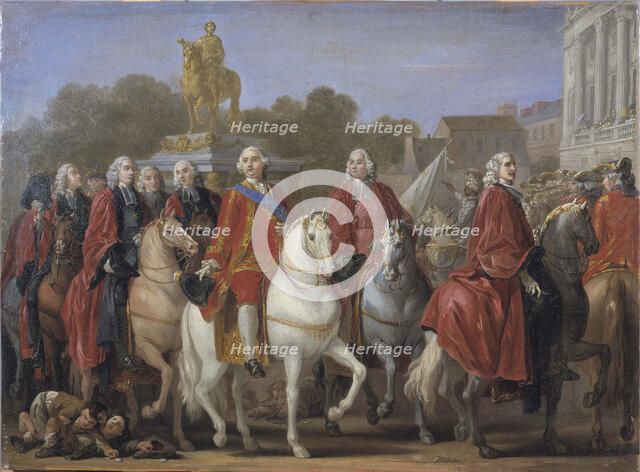 Inauguration of the statue of Louis XV. on the square of the same name in Paris on June 20, 1763. Creator: Vien, Joseph Marie (1716-1809).