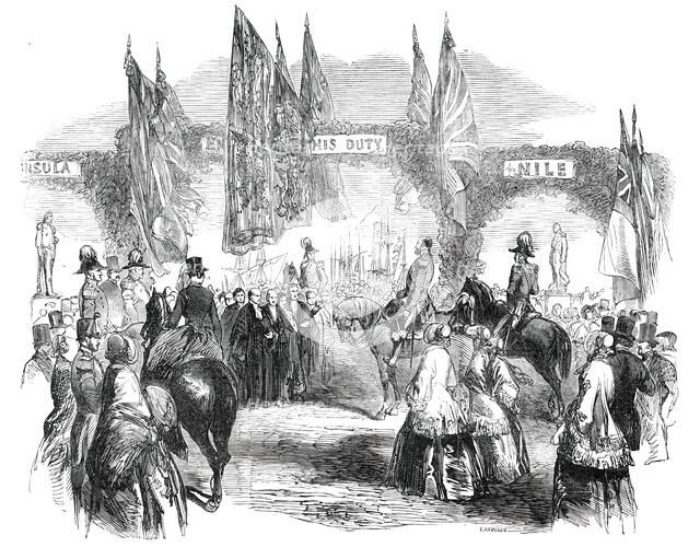 Inauguration of the Statues of Nelson and Wellington, on Southsea Common, 1850. Creator: Ebenezer Landells.