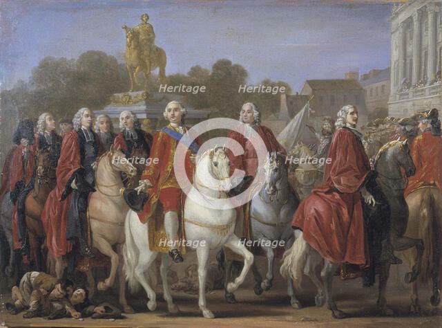 Inauguration de la statue de Louis XV sur la place du même nom, par le corps de..., le 20 juin 1763. Creator: Joseph-Marie Vien the Elder.