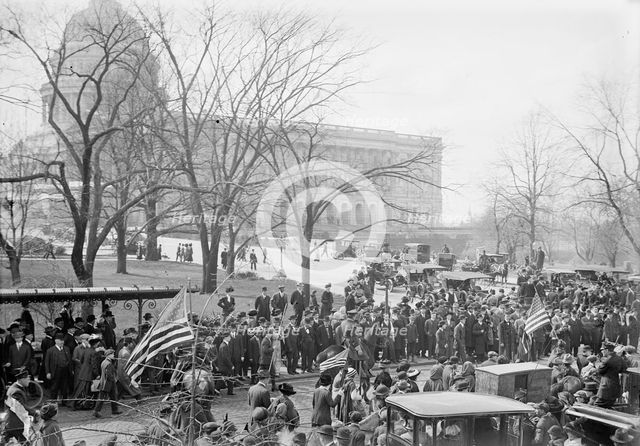 Inaugural Ceremony - Crowds Collecting, 1913. Creator: Harris & Ewing.
