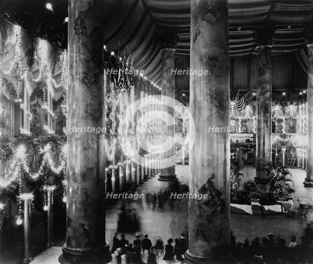 Inaugural decorations, McKinley inauguration, Pension Building, 1898. Creator: Frances Benjamin Johnston.