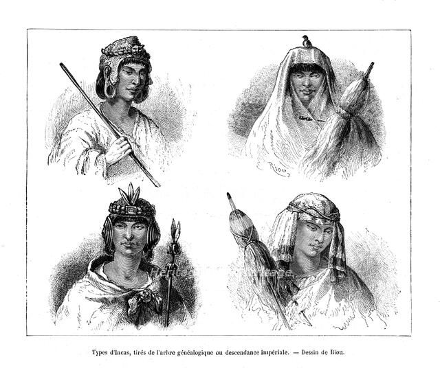Inca types, Peru, 19th century. Artist: Edouard Riou