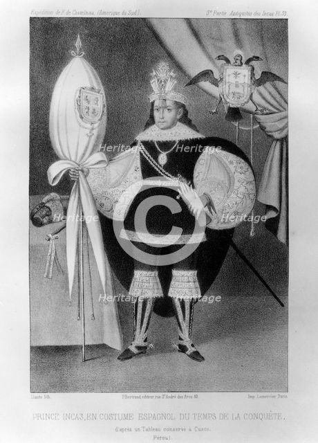 Inca prince, in Spanish costume during the time of the conquest, 16th century (1852). Artist: Jacques Francois Gauderique Llanta 