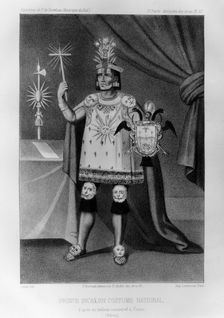 Inca prince, national costume, 1852. Artist: Jacques Francois Gauderique Llanta