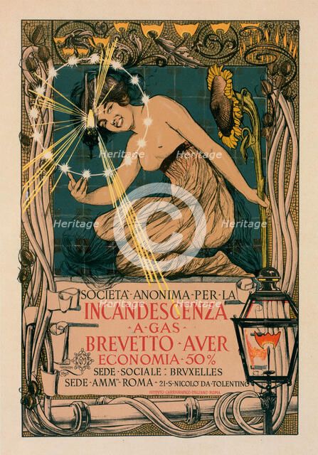 Incandescent a gas. Brevetto Auer, 1895. Creator: Mataloni, Giovanni (1869-1944).