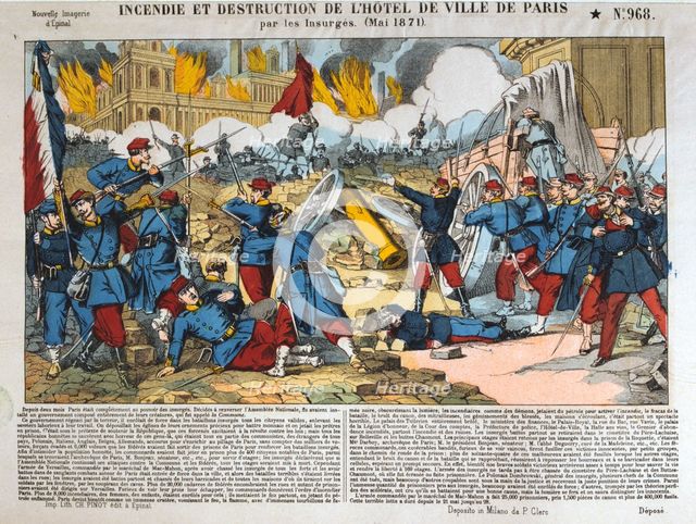 'Incendie et Destruction de l'Hotel de Ville', Paris, 24 May 1871. Artist: Anon