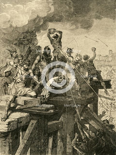 'Incident in the Siege of Paris: Defending the Bridge and Tower', (845) , 1890. Creator: Unknown.