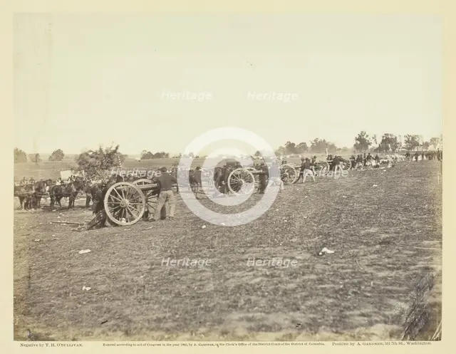 Incidents of the War: Battery D, 5th U.S. Artillery in Action, 1863. Creator: Alexander Gardner.