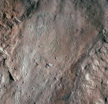 Incised neolithic drawings of a ritual dance