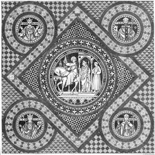 Incised pavement in Lichfield Cathedral, 1861. Creator: T. Bolton