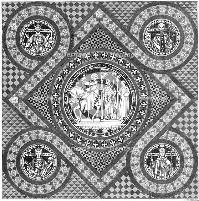 Incised pavement in Lichfield Cathedral, 1861. Creator: T. Bolton.