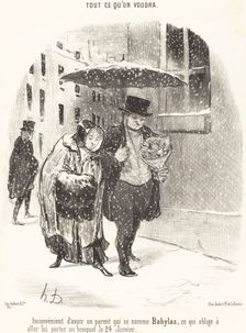 Inconvénient d'avoir un parent qui se nomme Babylas..., 1850. Creator: Honore Daumier