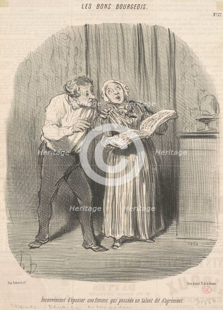 Inconvénient d'épouser une femme qui possède un talent dit d'agrément, 1847. Creator: Honore Daumier.